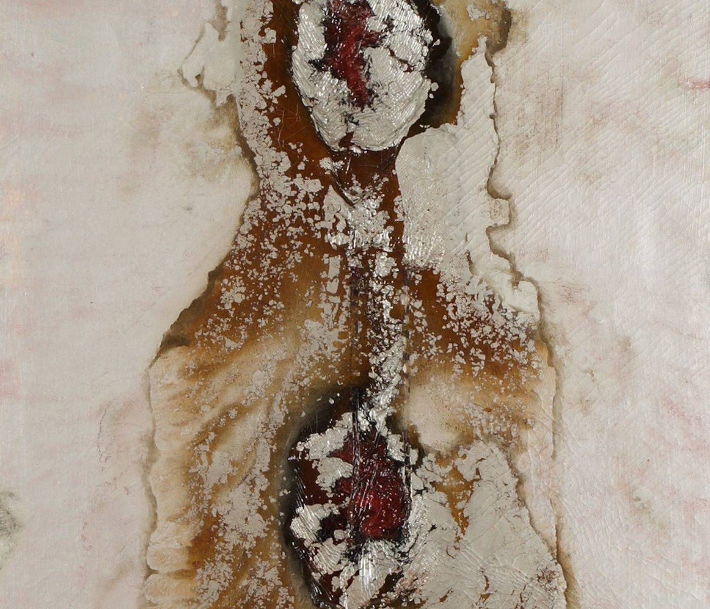 Hilary Krzysztofiak, Silver totem [Srebrny totem], from the series Białystok totems [z cyklu „Totemy białostockie”], 1964, oil on canvas, 160 x 66 cm, photo by Piotr Kurek © Fundacja Hilarego Krzysztofiaka/Hilary Krzysztofiak Foundation 